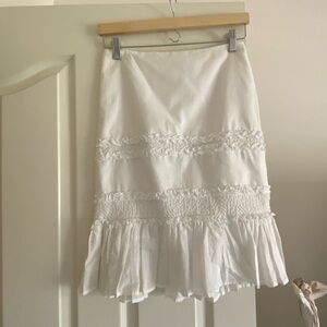 LAUNDRY White Ruffled Skirt